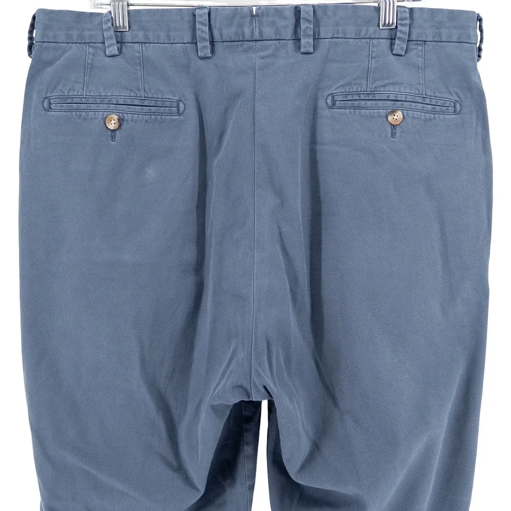 Peter Millar Mens 38x30 Soft Touch Flat Front Trousers Pants Blue Pima Cotton